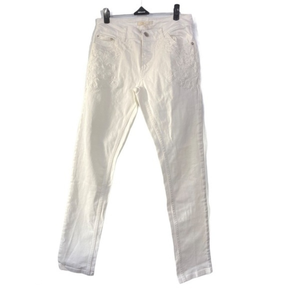 maje Embroidered Flowers White Jeans size 24 XS